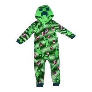 Minecraft One Piece Pajamas Creeper Hoodie Kid Size XS 4/5